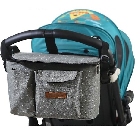 Förvaringsväska för barnvagn, Universal Vattentät Barnvagnsväska, Multifunktionell Barnvagnsorganisatör med Axelrem för Flaskor, Blöjor, Leksaker, 