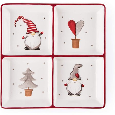 Julefat med 4 rom, keramikk, hvit