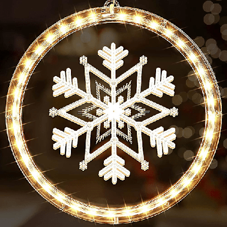 Juletre Vinduslamper 3D Batteridrevne Dekorlamper Med Sugekopp For Soverom Terrasse Varmhvit{GKS}