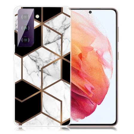 Marmormotiv Samsung Galaxy S21 skal - Marmor Kub I Svart Och Vitt