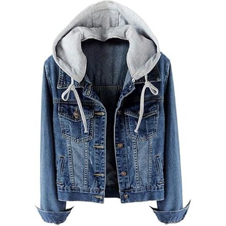 Kvinders Casual Aftagelig Hoodie Denim Jakke, L