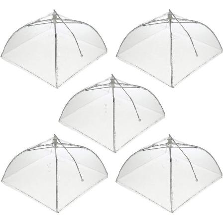 5-pakning med matdeksel, fluenetting, & kakedeksel, sammenleggbar kakedeksel, kakedeksel & matdeksel med fruktflue-nett, perfekt beskyttelse mot fluer