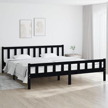 Vidaxl Sängram Svart Massivt Trä 180x200 Cm Svart