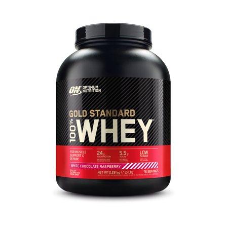 Optimum Nutrition Gold Standard 100% Whey, 2,3kg 2,3kg White Chocolate Raspberry, Kosttilskudd, Proteinpulver, Myseprotein (Whey Protein)