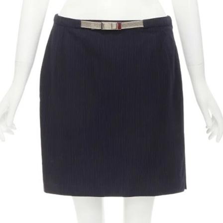 Versace Pre-owned, Pre-owned Wool bottoms Blauw, Dames, Maat:M,wol