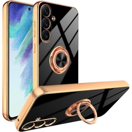 Tyylik s ja iskunkest v Samsung S24 Plus -kotelo, jossa on Flawless sormusteline - Musta