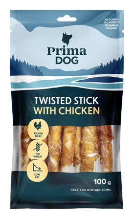 Prima Dog - Twisted Stick Chicken 45 stk. 400 g - Hund - Hundegodbiter & tyggebein - Myke tyggestrips - ZOO.no