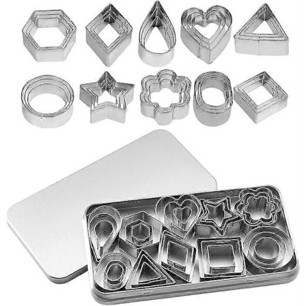 30 Stykker Mini Kakeutstikkere Mini Geometrisk Form Kjeks Kakeutstikkere Rustfritt Stål for DIY Baking [db]