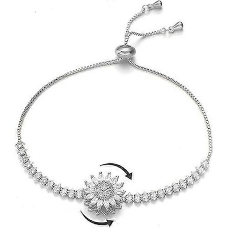 Snurrande Solros Fidget Armband för Kvinnor - Justerbara Rhinestone Ångestlindrande Smycken med Glittrande Blommor för Stress och Oro Lindring (FMY)