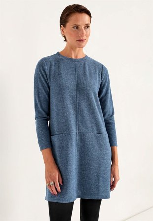 Cellbes of Sweden - Supermyk tunika med lommer Beata i blåmelert for damer i størrelse 54/56