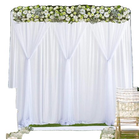 Bakgrundsgardin, Elegant Vit Silke, Finns i Olika Storlekar,Vit, 6x3 m