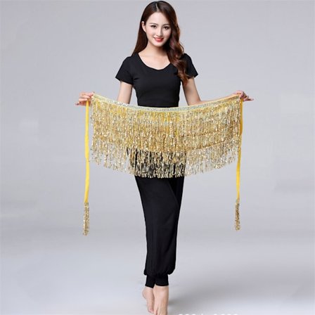 Danse Hip skjørt Paljetter Frynser skjørt Dusk Hofteskjerf Rave skjørt