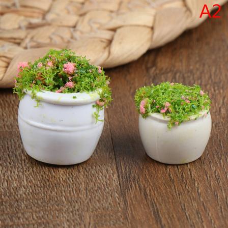 2stk Dukkehusmøbler 1:12 Tilbehør Mini Grønn Bonsai Fl A2