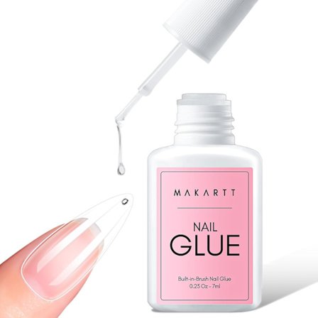 Ekstra stærk neglelim med børste – tørrer hurtigt på 5 sekunder, langvarigt hold, 7 ml, falske negle og reparationer, ingen neglelampe nødvendig