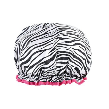 Återanvändbar dubbel tjock duschmössa - Vattentät och trendigt zebramönster - Perfekt för bad och dusch - 1 st zebra