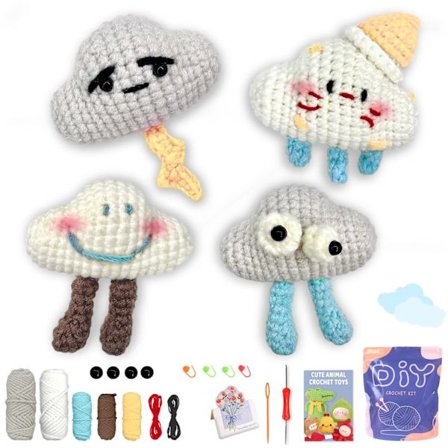 för Nybörjare - 4-pack Val Kyckling Pingvin Bi Virkade Djur Lätt Lära Börja Amigurumi Stickningskit