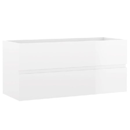 Vidaxl Tvättställsskåp Vit Högglans 100x38,5x45 Cm Spånskiva Vit