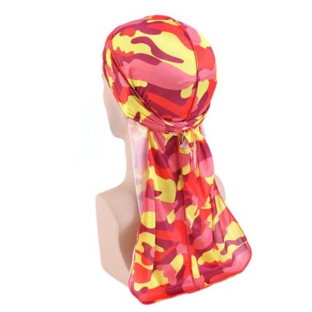 Silke Camouflage Durag Hip Hop Kappe Hat RØD