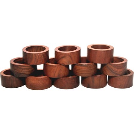 Nirvana Class Håndlavede Servietringe i Træ, Sæt med 12 Servietringe