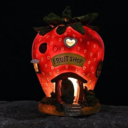 Solcellslampor i form av älvhus, LED-lampor för dekoration, julklapp, skulpturer av hartsstugor