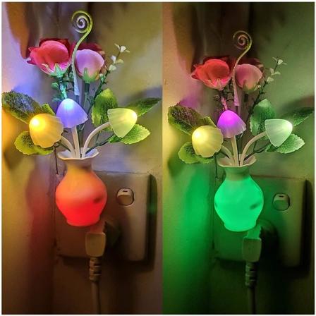 2-pak Plug-in LED-nattlys med automatisk skumring til daggry-sensor, 0,5 W energisparende lampe drømmenattlys roseblomst soppnattlys for barn voksne 