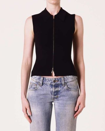 Neuw Suki Zip Topmink T-shirts & toppar Dam Svart XS