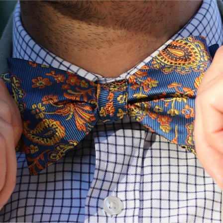 Orange Paisley Silk Self-Tie Bow Tie for Men - Self-tie bow ties