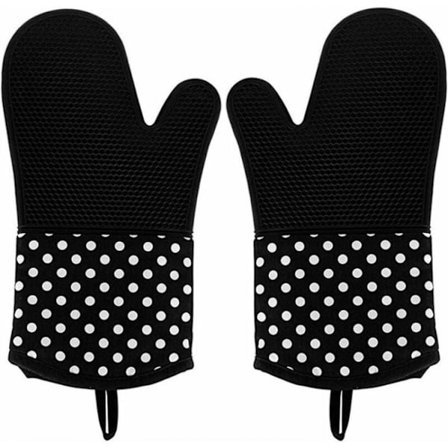 Svart, 1 par matlagingshansker Ovnsvotter 300 °C Grillhanske, En