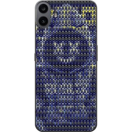 Kompatibelt Mobilskal till Nothing Nothing CMF Phone 1 Upprepande mönster med mystiska hoodie-figurer i blått och gult, grafisk gaming-inspirerad ba