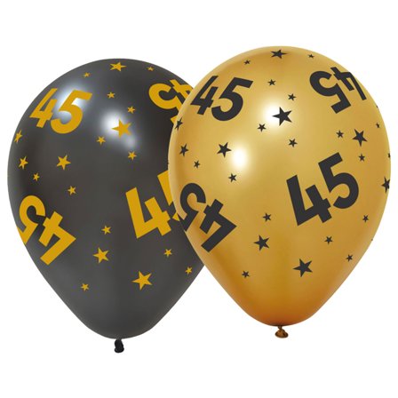 Latexballonger med Stjerner & Tallet 45 6-pakning