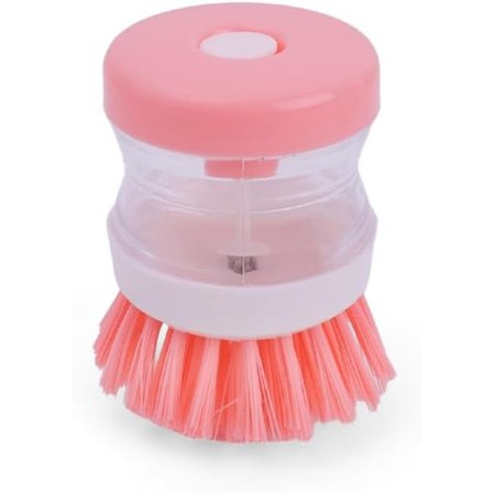 Tryk-type flydende opvaskebørste med sæbedispenser, egnet til rengøring af service, køkkengrej og køkkenvaske (lilla)