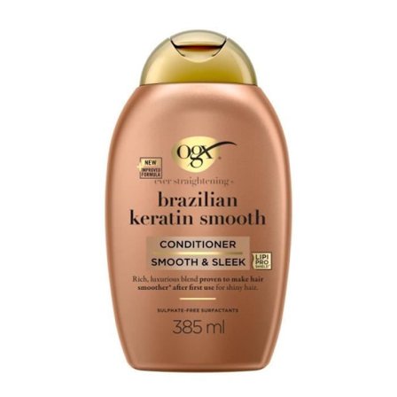 OGX Keratin Smoothing Brazilian Conditioner, 385ml – Smoothing hair care with keratin for shiny hair – Efter