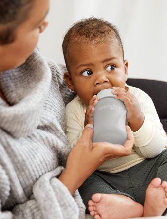 Everyday Baby Glass Baby Bottle Healthy + Quiet Grey 150Ml - Grey - 150 ml