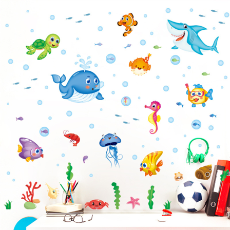 Et sett med sjøfisk wallstickers wallsticker veggdekorasjon for