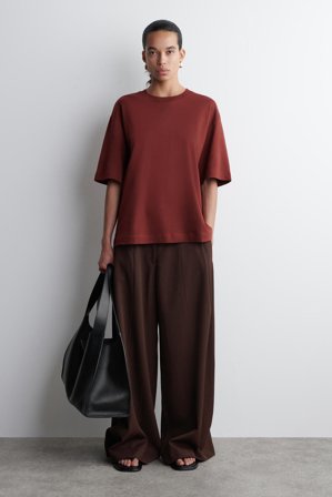 COS Femme T-Shirt Oversize En Coton in Rouge