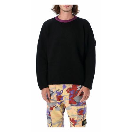 Stone Island, Round-neck Knitwear Zwart, Heren, Maat:S