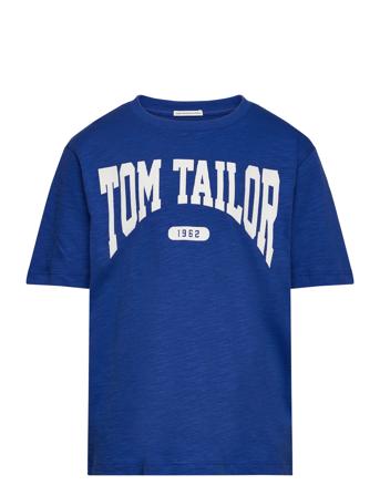 Printed T-Shirt T-shirts Short-sleeved Blå Tom Tailor*Betinget Tilbud