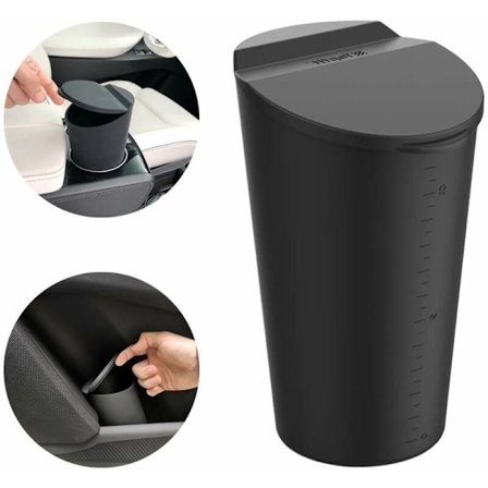 Lille Skraldespand til Bil med Låg - Bilkopholder - Skraldespand til Bildørlomme - Affaldsspand til Bil, Hjem, Kontor - Sort