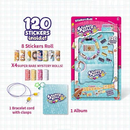 Sticki Rolls Kreativ Boksett Med 120 Klistremerker, Brukbare Klistremerkearmbånd, 1000+ Samleobjekt Klistremerker (LGL)