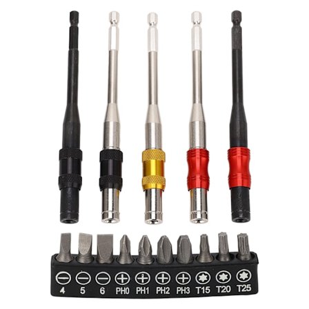 Drejelig bitspidsholder Magnetisk 1/4 tommer Hex Skaft Boremaskine Bit Forlænger Hurtigudløsning Selvlåsende Stang 145mm