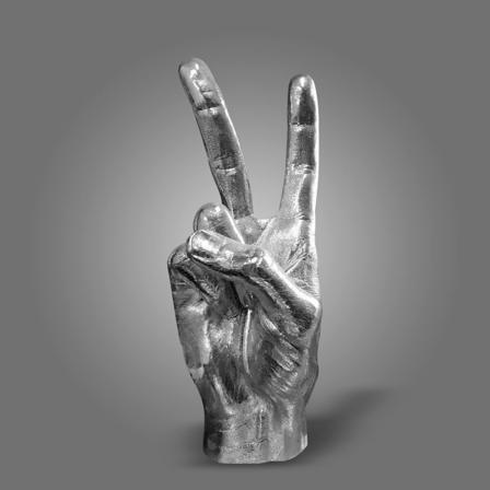 Silver Polyresin Handgest Skrivbord Statyer Finger Skulptur Dekor - Silver Personlighet Finger Presenter till familj och vänner (vinn)