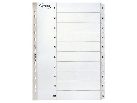 Lyreco Register Mylar A4 1-10 vit - Lyreco - Kontorsmaterial - Pärmar och register - Kartongregister