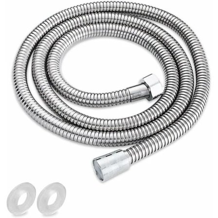 Dusjslange 150 cm, fleksibel rustfritt stål, lekkasjesikker, robust konstruksjon, universell tilkobling, enkel installasjon for bred bruk