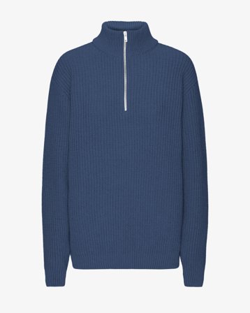 Merino Quarter Zip - Petrol Blue XS