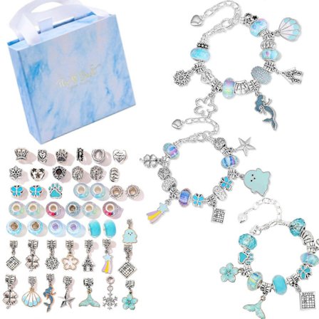 2023 Sjöjungfruarmband Blått Lådset DIY Sjöjungfru Pärlarmband Present till Barn Adventskalender