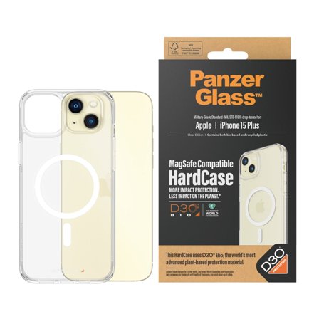 Panzer Transparent w. White MagSafe & D3O iPhone 15 Plus HardCase PanzerGlass - High quality tempered glass screen protector
