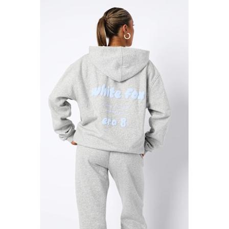 Hettegenser og joggebukse sett for kvinner - White Fox - Trykket genser - Sportlig joggeantrekk - Streetwear - Lysegrå Light grey 3XL