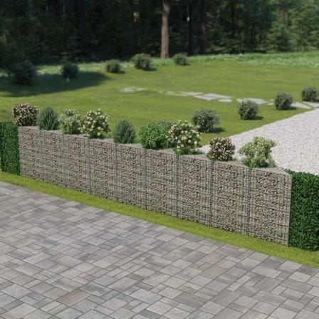 vidaXL Gabionmur i galvaniserat stål 630x30x100 cm Silver