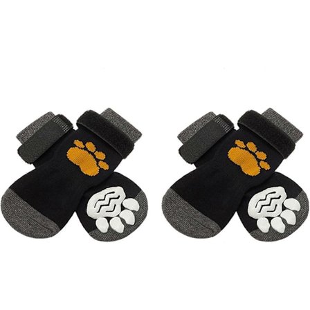 Stk. Anti-Slip Hunde Katte Sokker, Justerbare Hunde Sokker, Beskytter Kæledyrs Pote og Indendørs Gulve, Egnet til Små eller Store Hunde og Katte (Sort