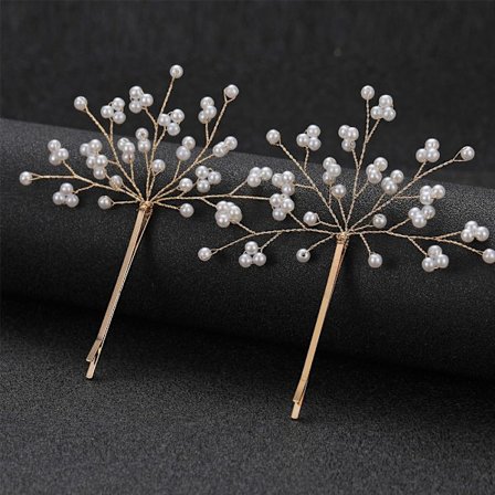 2st Pearl Hårnålar Babysbreath Hårklämmor GULD